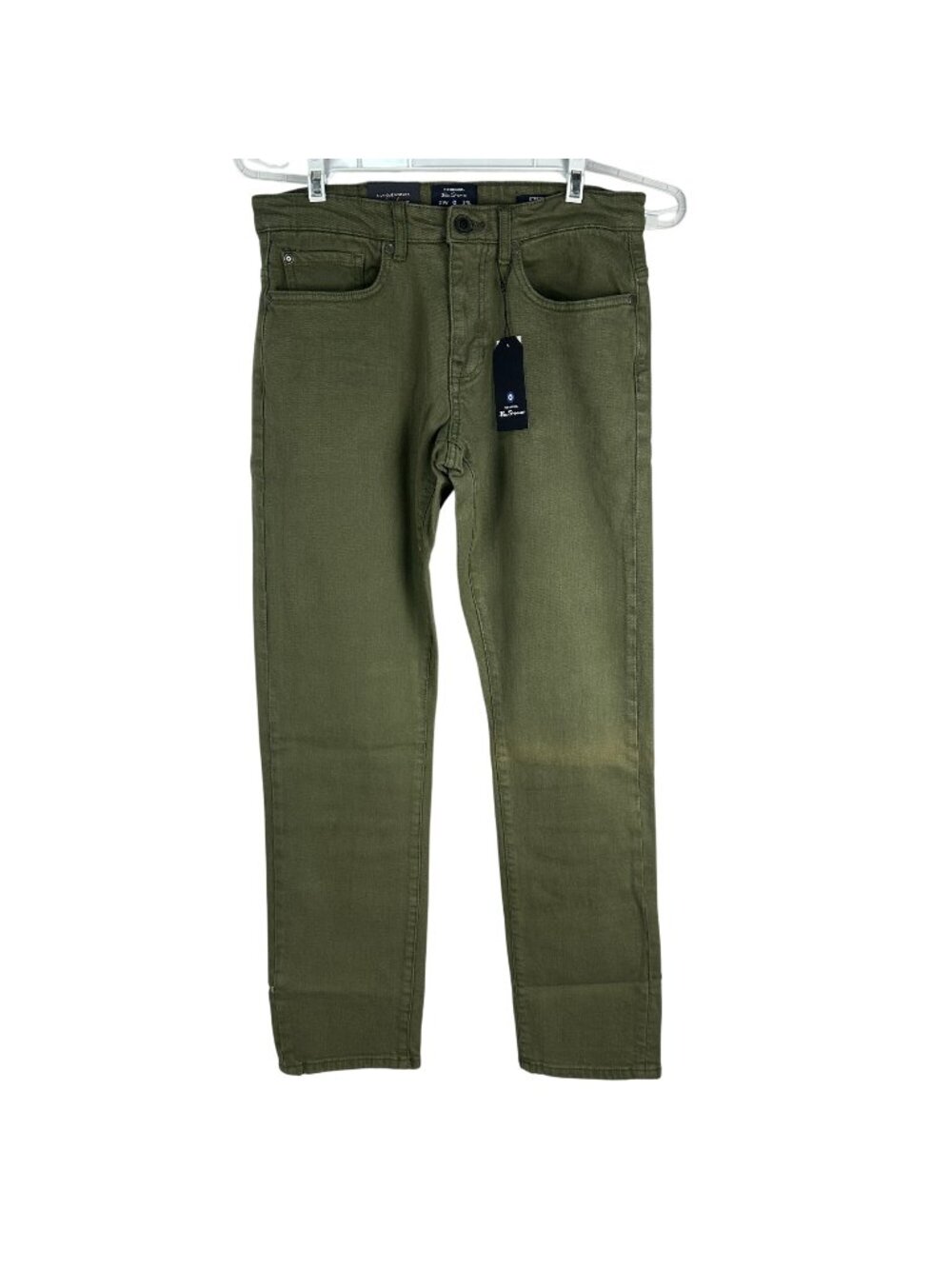 Ben Sherman Mens Straight Fit Olive Jeans 31W 34L Stretch Durable Casual